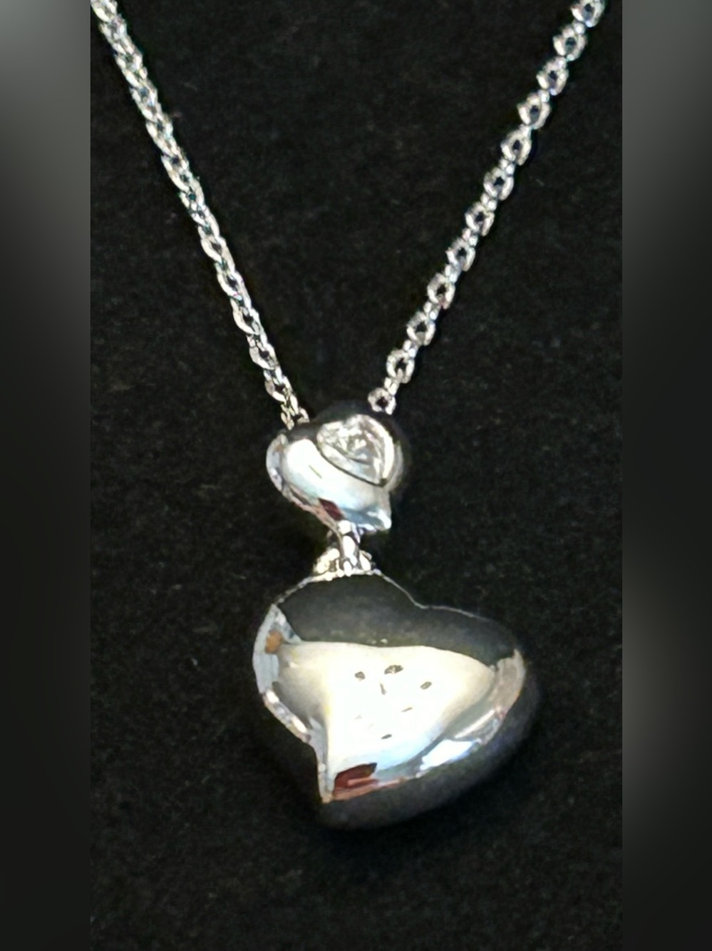 Polished 925 Sterling Silver .50 Carat Moissanite Heart ♥️ Pendant Necklace 18”